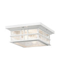 Beacon Square 2-Lt Outdoor Flush Ceiling Light White/Glass 30.5cm IP44