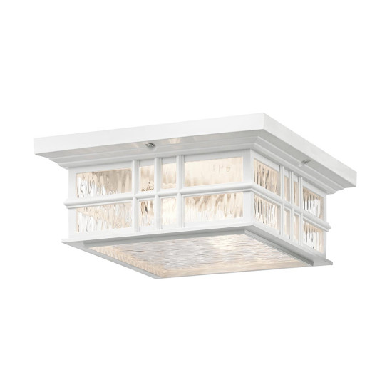 Beacon Square 2-Lt utomhus takplafond vit/glas 30,5cm IP44