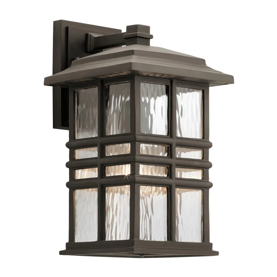 Beacon Square 1-Lt medium utomhus vägglampa oljebrons/glas 36cm IP44