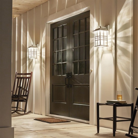 Beacon Square 1-Lt Medium Outdoor Wall Light White/Glass 36cm IP44