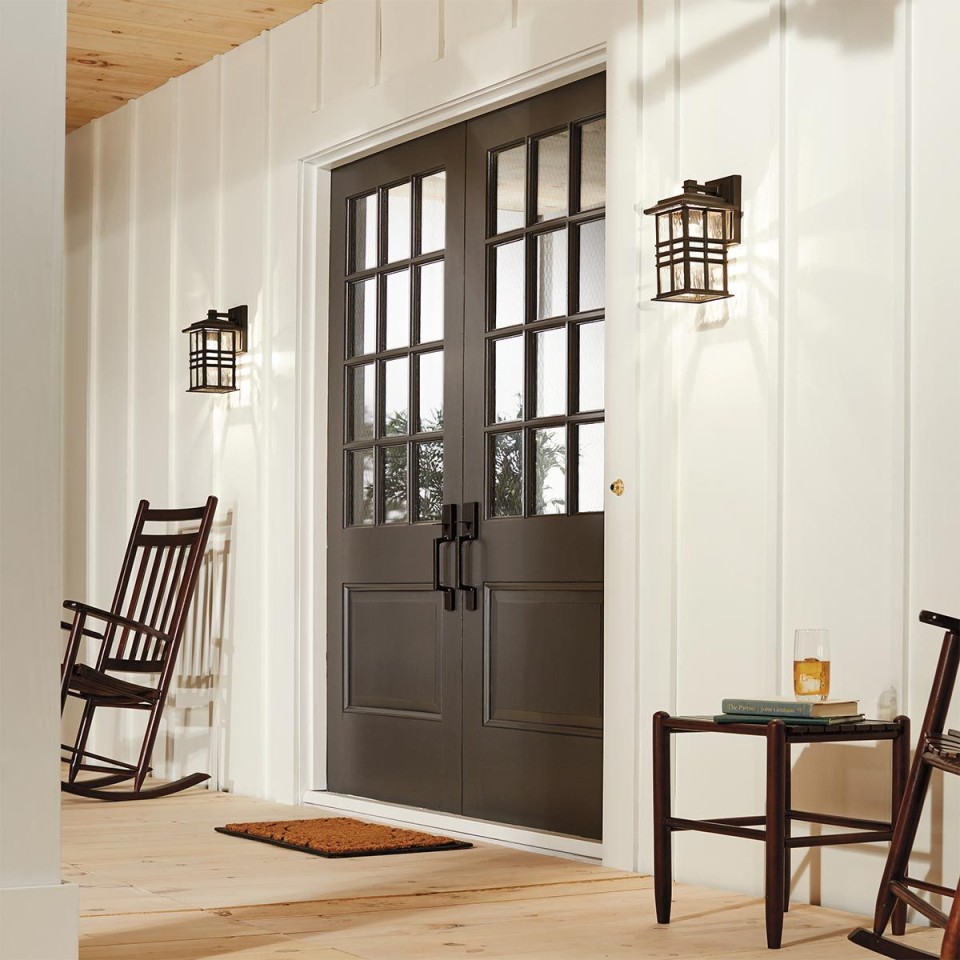 Beacon Square 1-Lt liten utomhus vägglampa oljebrons/glas 30,2 cm IP44