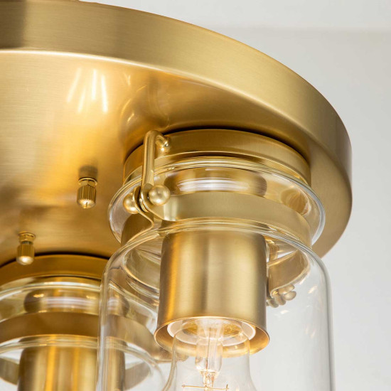 Brinley 3 Flush Fitting Light Brushed Brass/Clear 28.2cm Brinley 3 Flush Fitting Light Brushed Brass/Clear 28.2cm