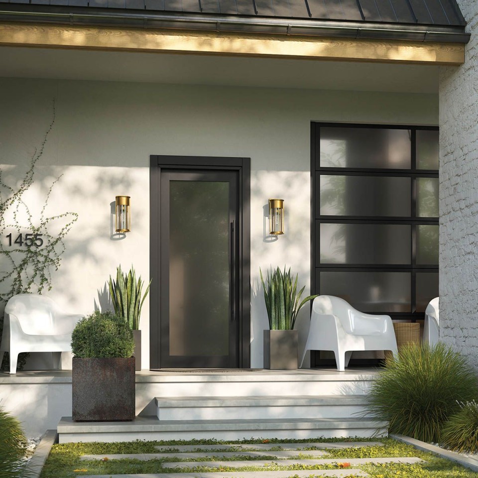 Camillo 1-Lt utomhusvägglampa mässing/klar 37,5cm IP44