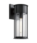 Camillo 1-Lt Medium Outdoor Wall Light Textured Black/Clear 37.5cm IP44
