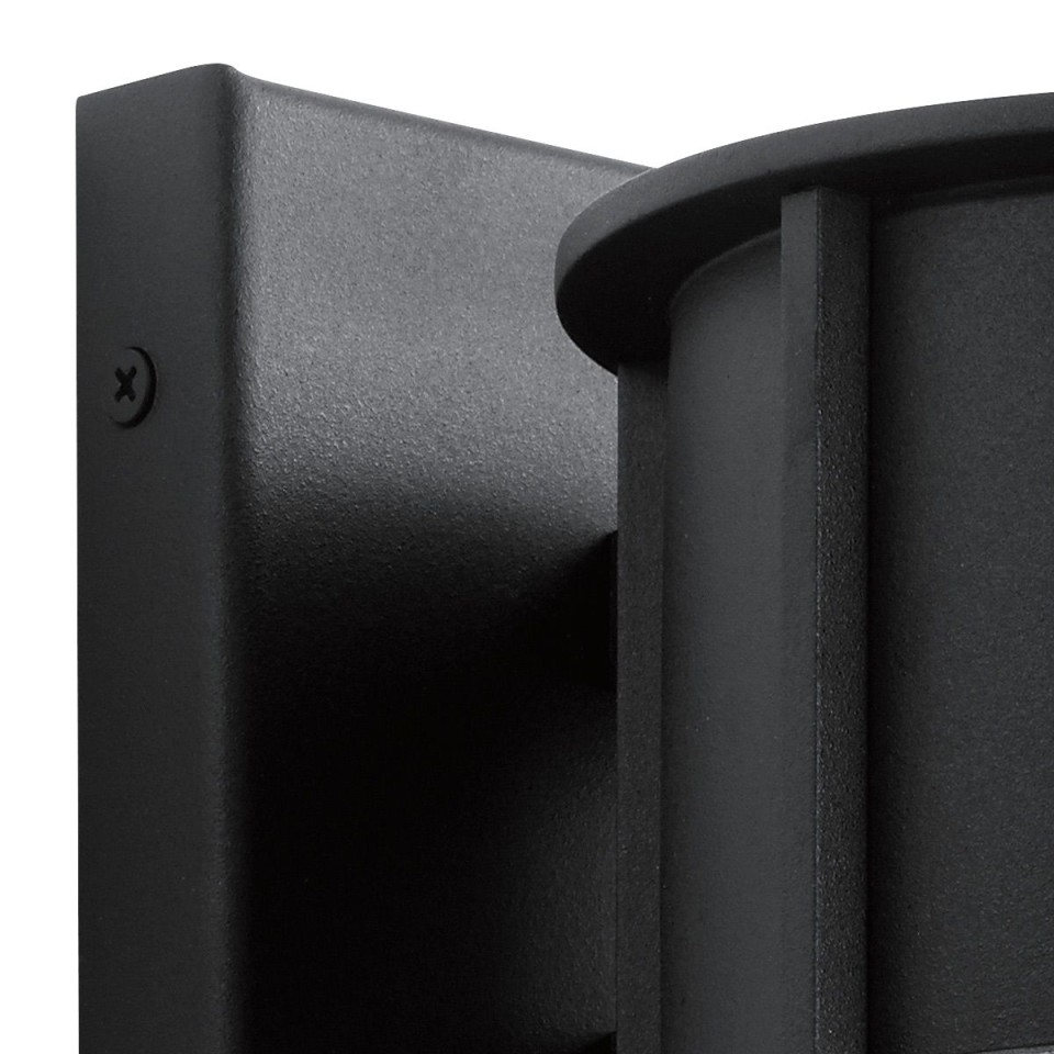 Camillo 1-Lt Medium Outdoor Wall Light Textured Black/Clear 37.5cm IP44