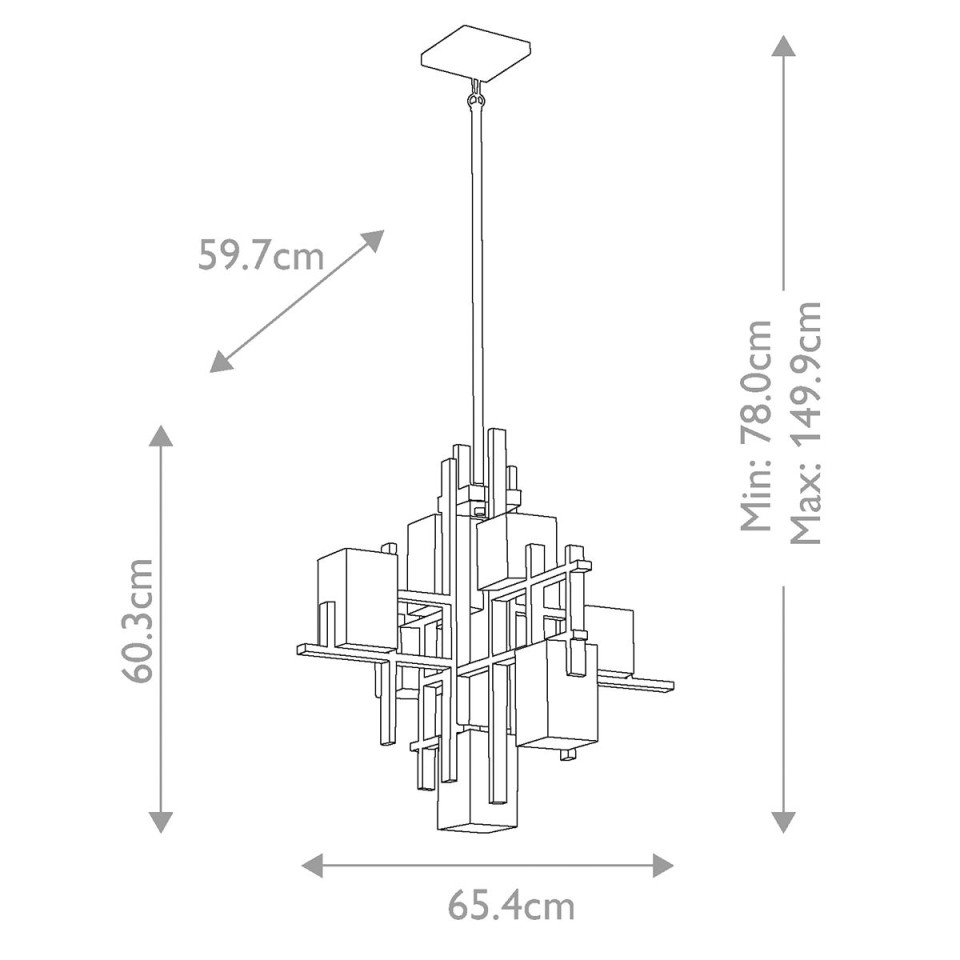 City Lights 7-Lt ljuskrona klassisk tenn 65,4 cm