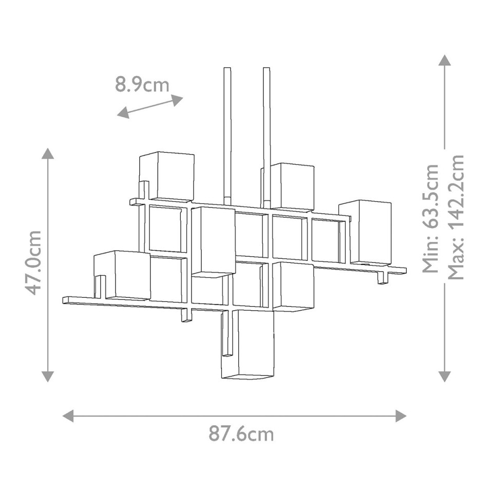 City Lights 7-Lt linjär ljuskrona klassisk tenn 87,6 cm