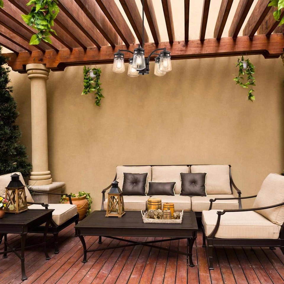 Lyndon 5-Lt utomhuskrona arkitektonisk brons/klar 61,1 cm IP44