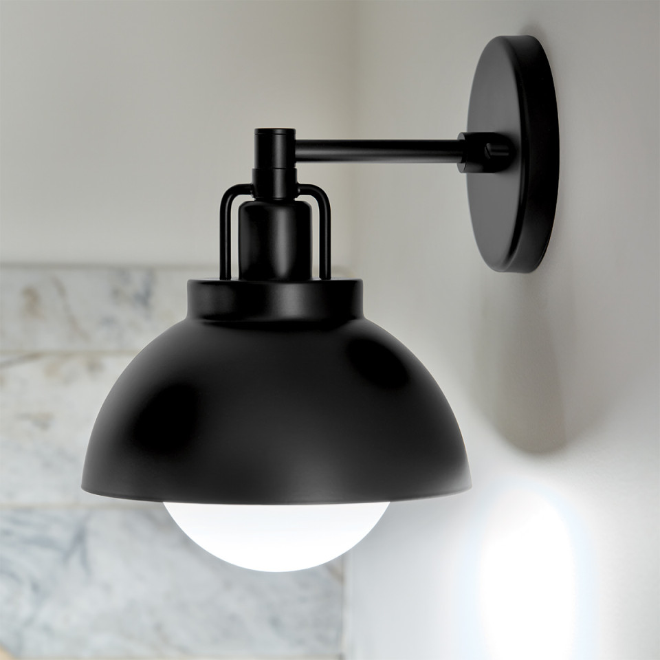 Niva 1-ljus konvertibel vägglampa svart 22.7 cm Kichler Niva 1-ljus konvertibel vägglampa svart 22.7 cm