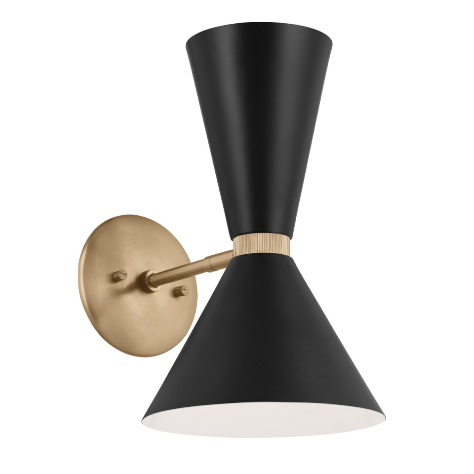 Phix 2-lt wall light black/champagne bronze 34.1 cm Kichler Phix 2-lt wall light black/champagne bronze 34.1 cm