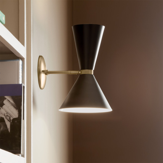 Phix 2-ljus vägglampa svart/champagne brons 34.1 cm Phix 2-ljus vägglampa svart/champagne brons 34.1 cm