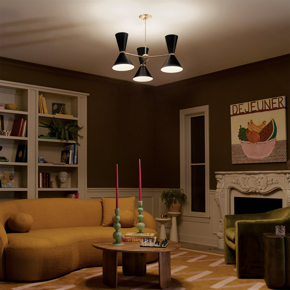 Phix 6-lt chandelier black/champagne bronze 78 cm Kichler Phix 6-lt chandelier black/champagne bronze 78 cm