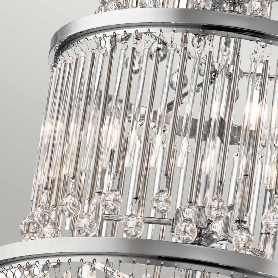 Piper 18-Lt ljuskrona polerad krom/kristall 56,5 cm