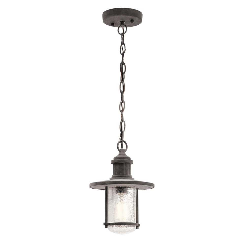 Riverwood 1-Lt Outdoor Ceiling Light Weathered Zinc/Clear 20.3cm IP45 Elstead Lighting Riverwood 1-Lt Outdoor Ceiling Light Weathered Zinc/Clear 20.3cm IP45