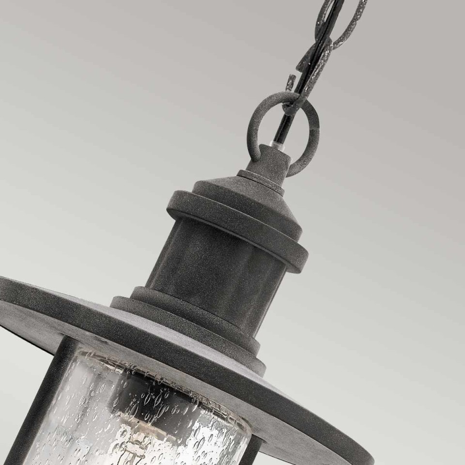 Riverwood 1-Lt Outdoor Ceiling Light Weathered Zinc/Clear 20.3cm IP45