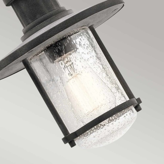 Riverwood 1-Lt Outdoor Ceiling Light Weathered Zinc/Clear 20.3cm IP45