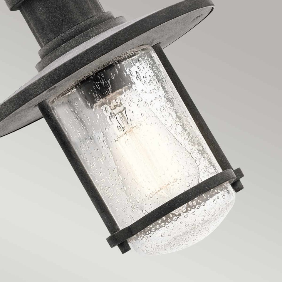 Riverwood 1-Lt Outdoor Ceiling Light Weathered Zinc/Clear 20.3cm IP45