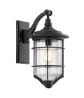 Royal Marine 1-Lt Medium Outdoor Wall Light Distressed Black/Clear 46.2cm IP44