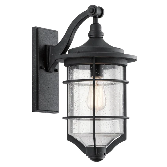 Royal Marine 1-Lt medium utomhus vägglampa sliten svart/klar 46,2 cm IP44