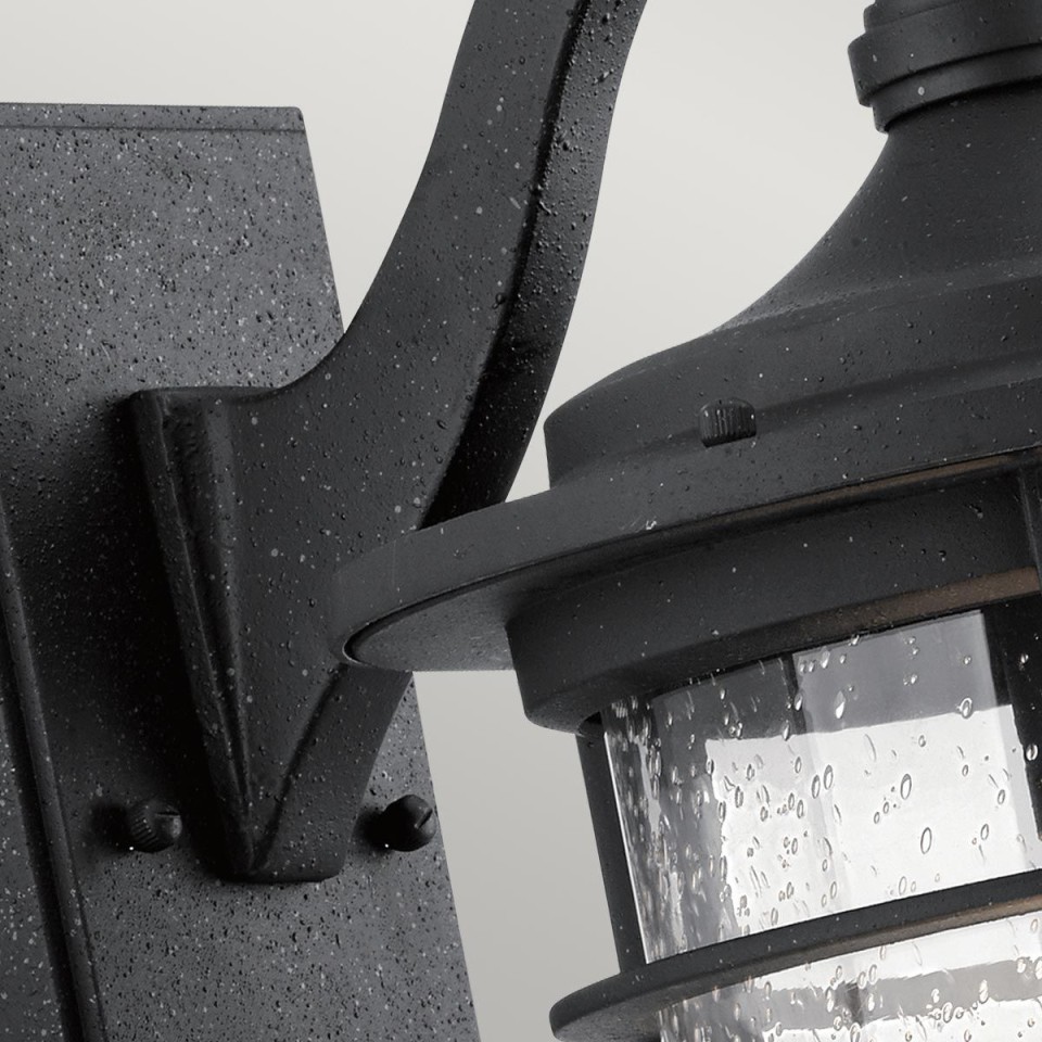 Royal Marine 1-Lt Medium Outdoor Wall Light Distressed Black/Clear 46.2cm IP44