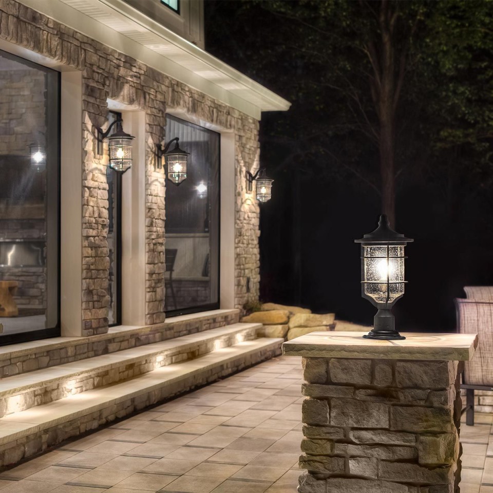 Royal Marine 1-Lt Medium Outdoor Wall Light Distressed Black/Clear 46.2cm IP44