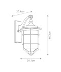 Royal Marine 1-Lt Medium Outdoor Wall Light Distressed Black/Clear 46.2cm IP44