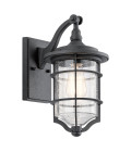 Royal Marine 1-Lt liten utomhus vägglampa sliten svart/klar 33,7 cm IP44