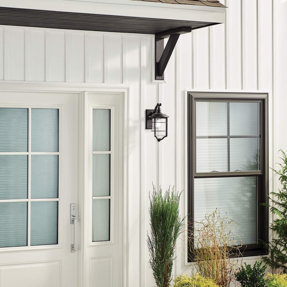 Royal Marine 1-Lt liten utomhus vägglampa sliten svart/klar 33,7 cm IP44