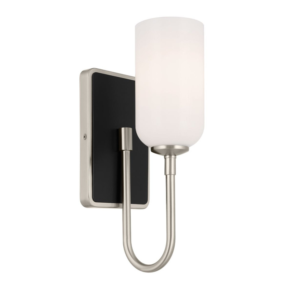 Solia 1-ljus vägglampa för badrum borstad nickel/svart 33,8 cm IP44 Kichler Solia 1-ljus vägglampa för badrum borstad nickel/svart 33,8 cm IP44