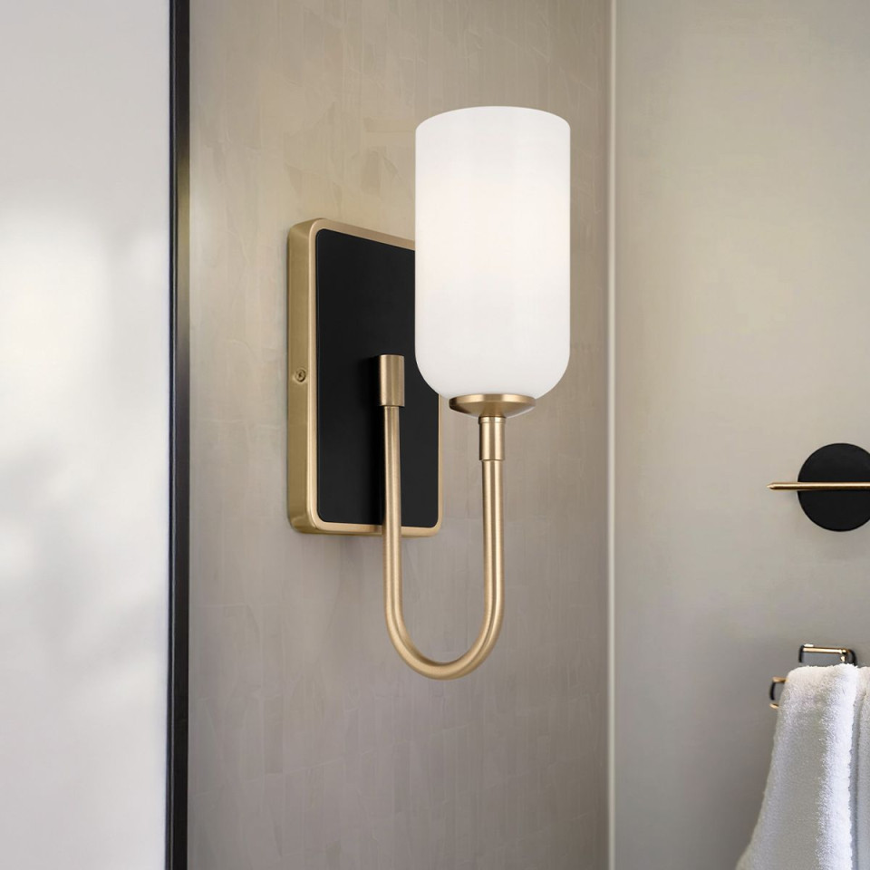 Solia 1-ljus vägglampa för badrum champagne brons/svart 33,8 cm IP44