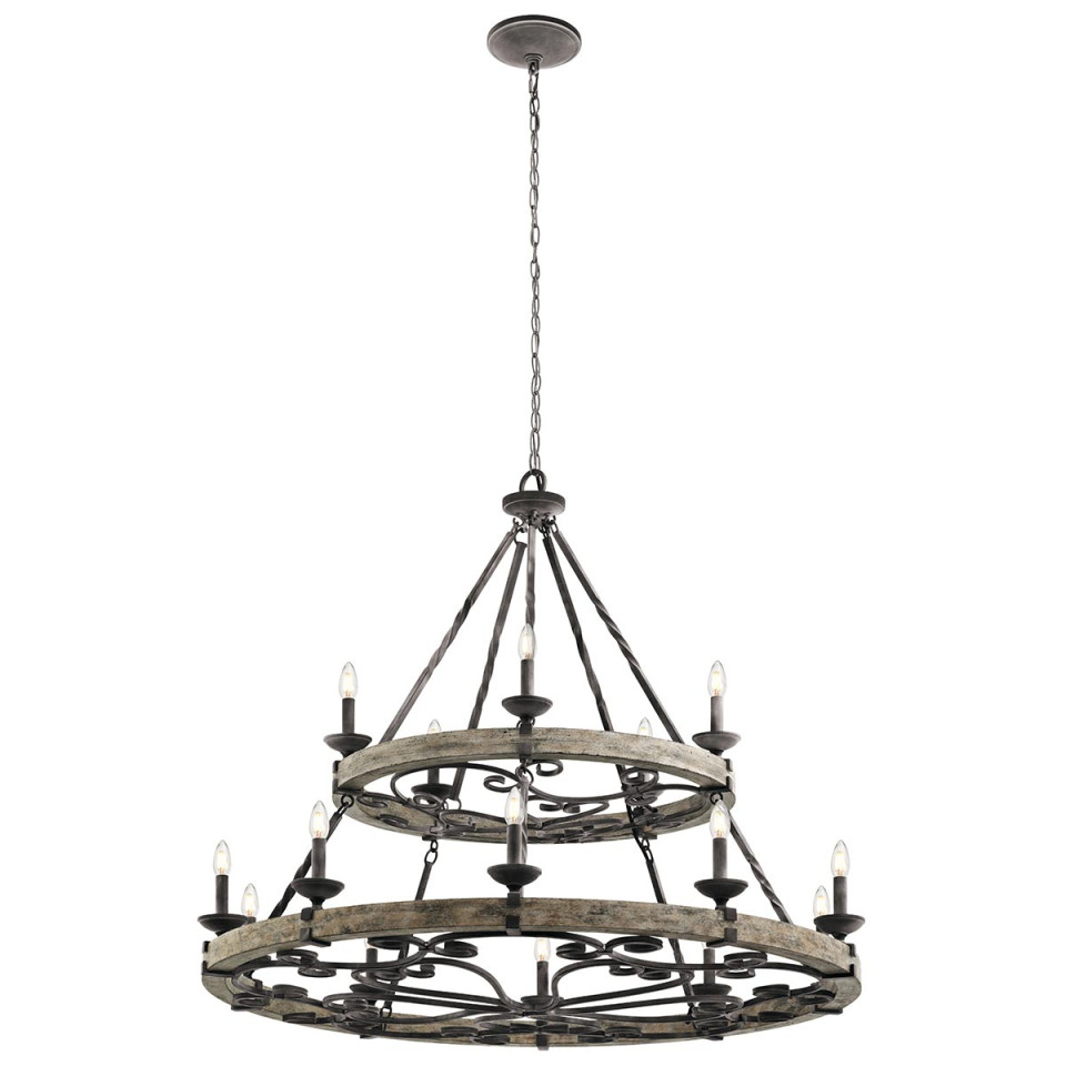 Taulbee 15-Lt Chandelier Weathered Zinc 112cm Elstead Lighting Taulbee 15-Lt Chandelier Weathered Zinc 112cm