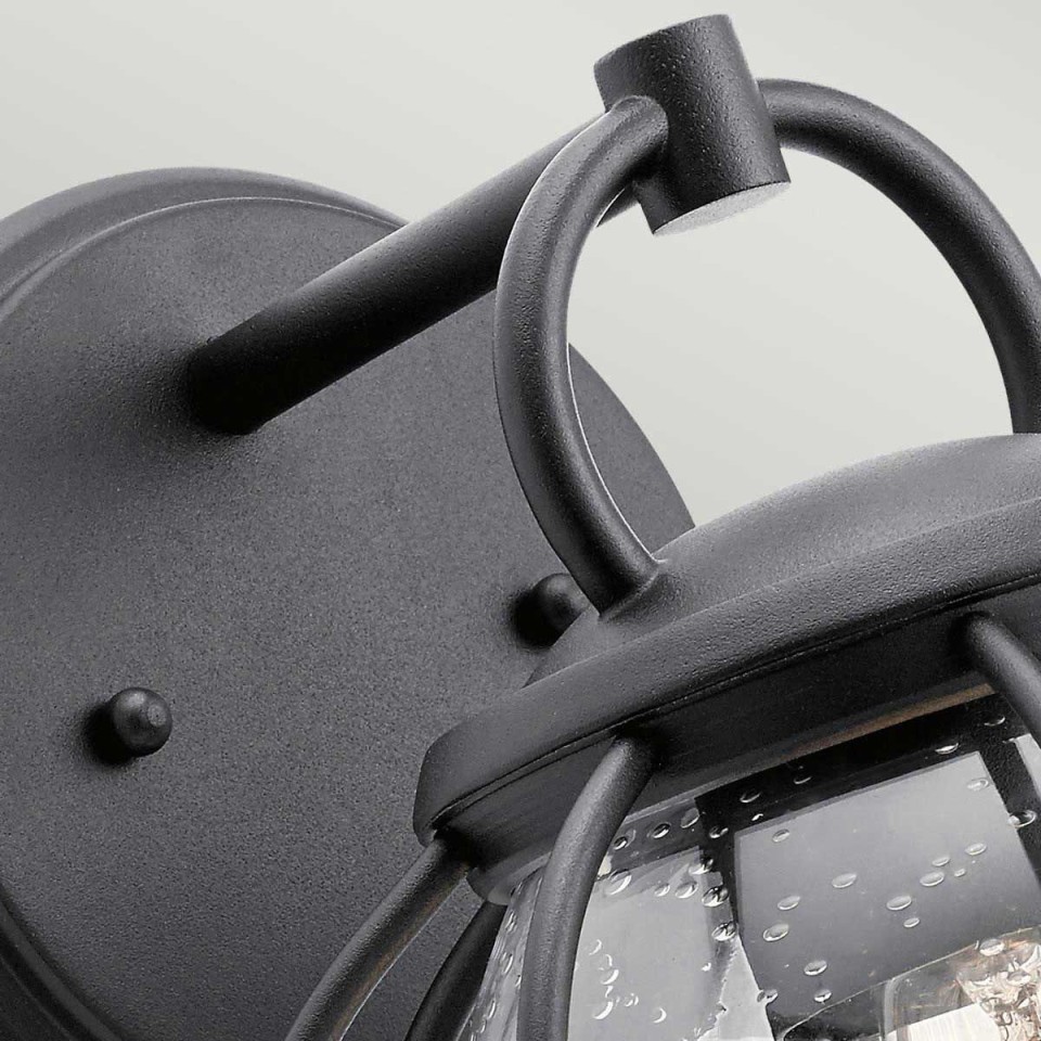 Vandalia 1-Lt Outdoor Wall Light Black/Clear 30.7cm IP44