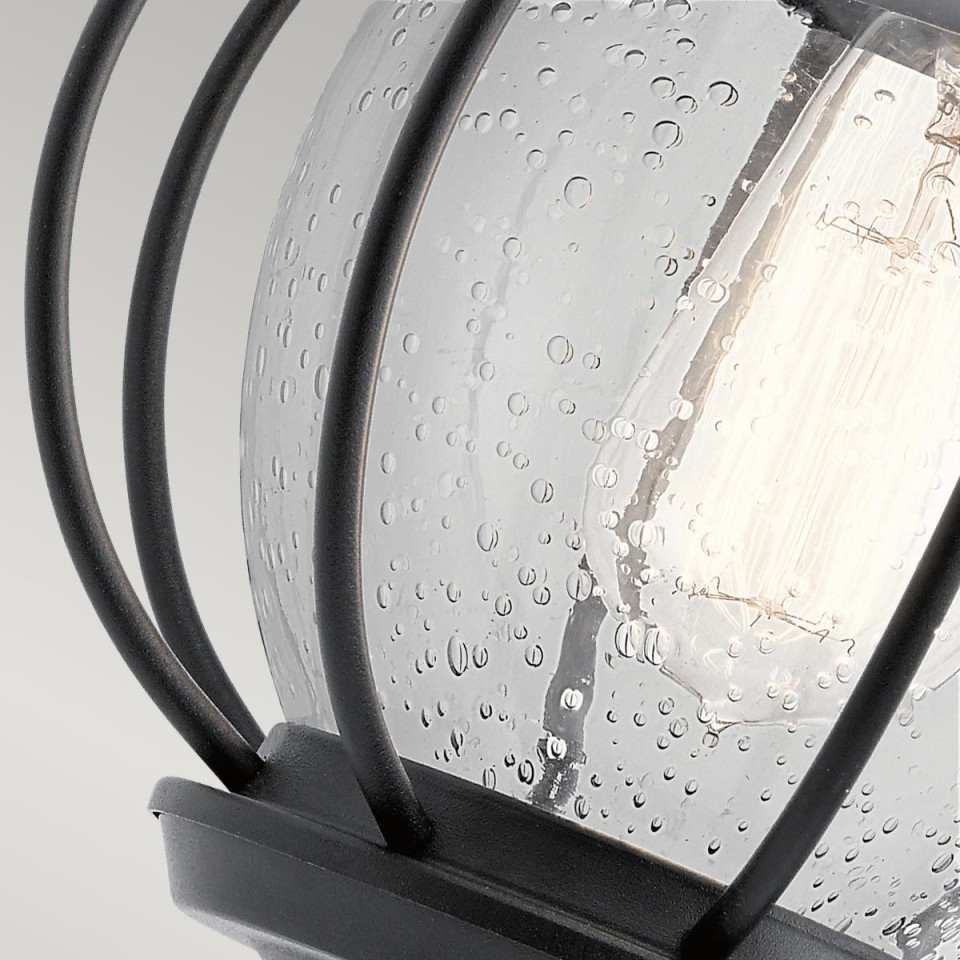 Vandalia 1-Lt Outdoor Wall Light Black/Clear 30.7cm IP44