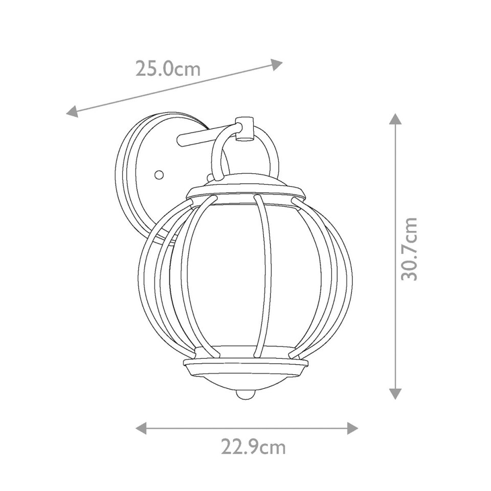 Vandalia 1-Lt Outdoor Wall Light Black/Clear 30.7cm IP44