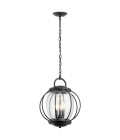 Vandalia 3-Lt Large Outdoor Ceiling Light Black/Clear 35.6cm IP44