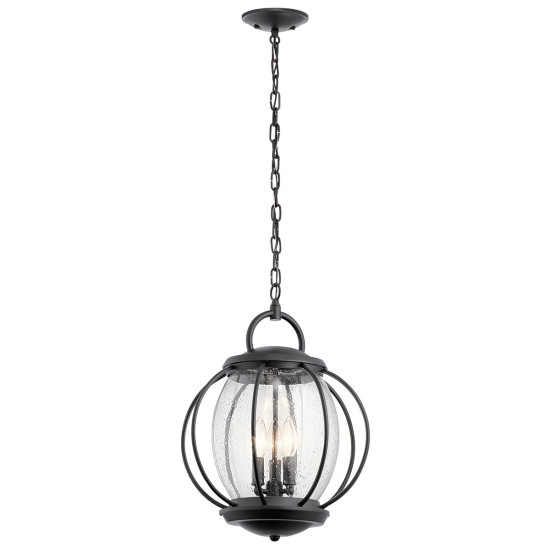 Vandalia 3-Lt Large Outdoor Ceiling Light Black/Clear 35.6cm IP44 Vandalia 3-Lt Large Outdoor Ceiling Light Black/Clear 35.6cm IP44