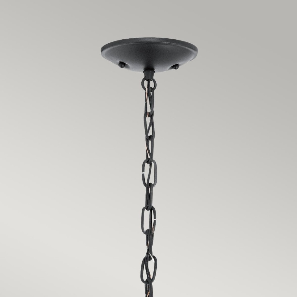 Vandalia 3-Lt Large Outdoor Ceiling Light Black/Clear 35.6cm IP44