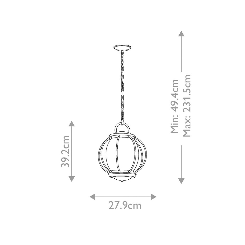 Vandalia 1-Lt Medium Outdoor Ceiling Light Black/Clear 27.9cm IP44