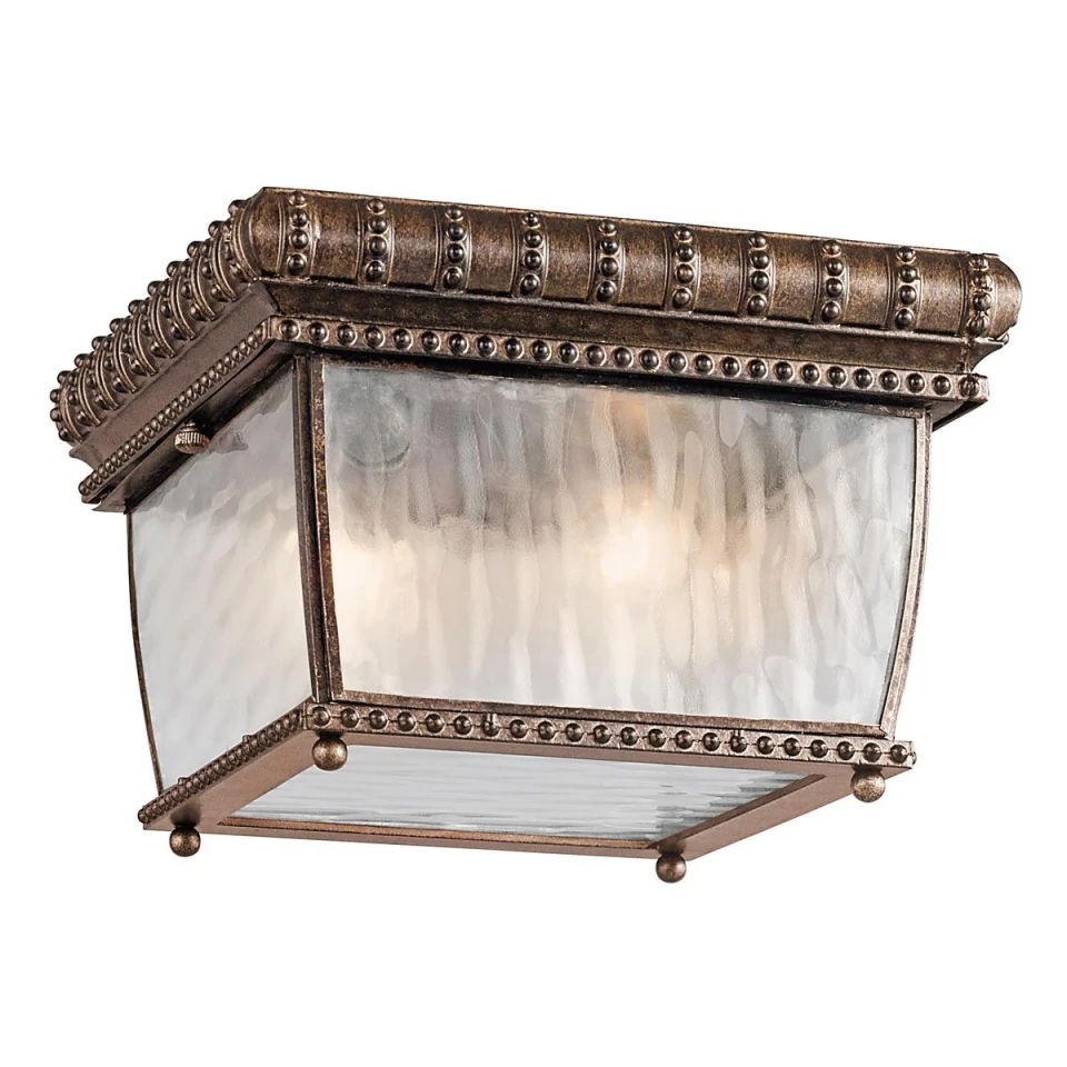 Venetian Rain 2-Lt utomhus takplafond borstad brons/glas 23,5cm IP44