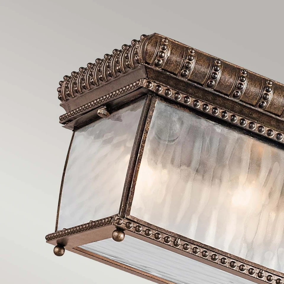Venetian Rain 2-Lt utomhus takplafond borstad brons/glas 23,5cm IP44