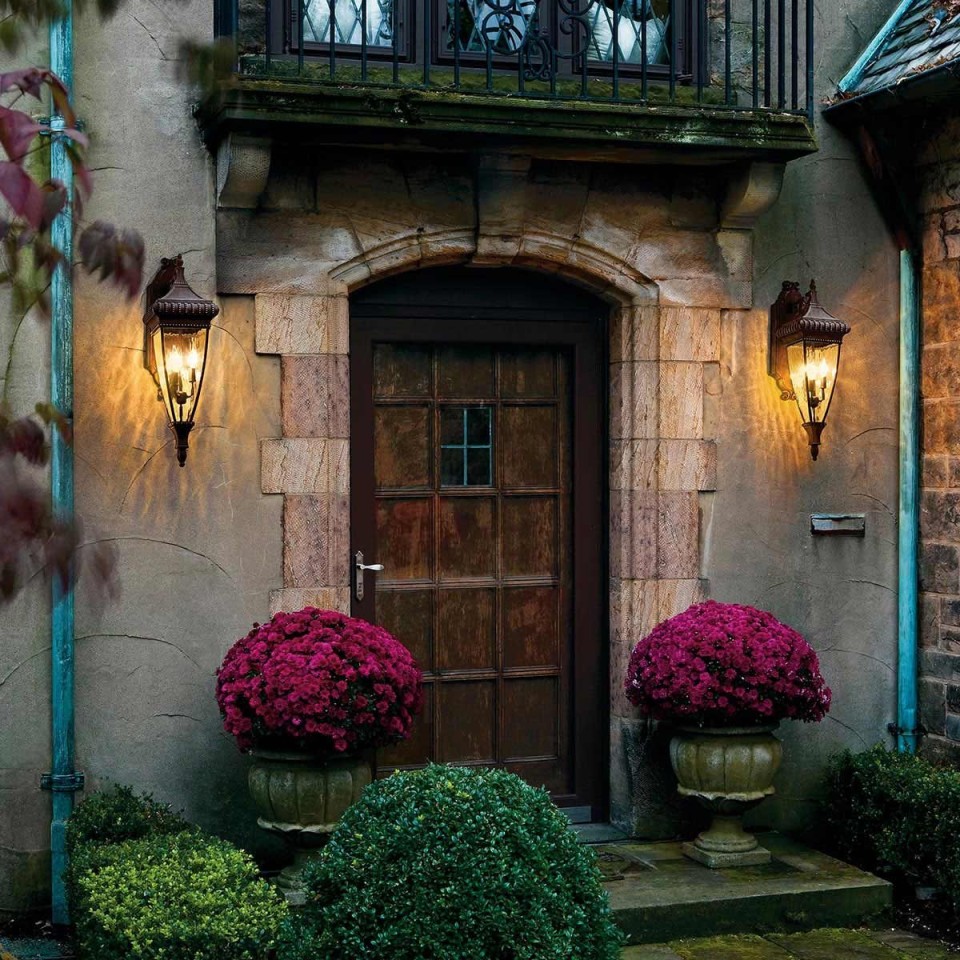 Venetian Rain 3-Lt Large Outdoor Wall Light Brushed Bronze/Glass 78.7cm IP44