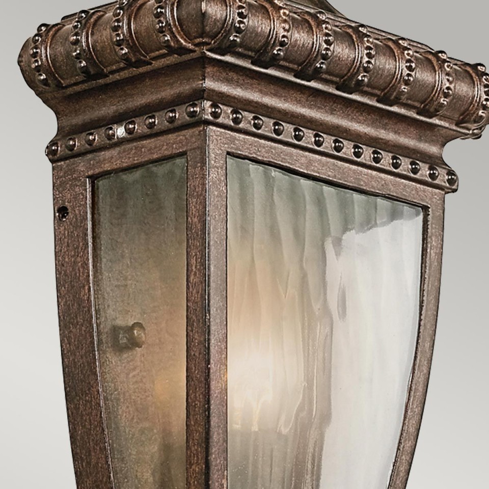 Venetian Rain 1-Lt Half Outdoor Wall Light Brushed Bronze/Glass 29.8cm IP44