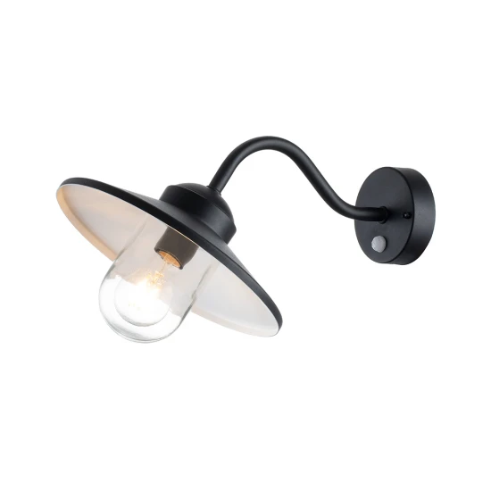 Klampenborg 1-lt utomhus vägglampa Med PIR Svart 25,5cm