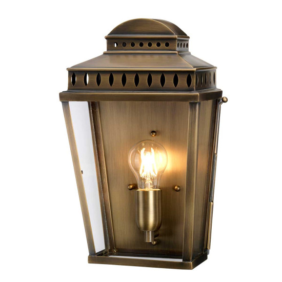 Mansion House 1-Lt Outdoor Wall Lantern Aged Brass/Glass 37.5cm IP44