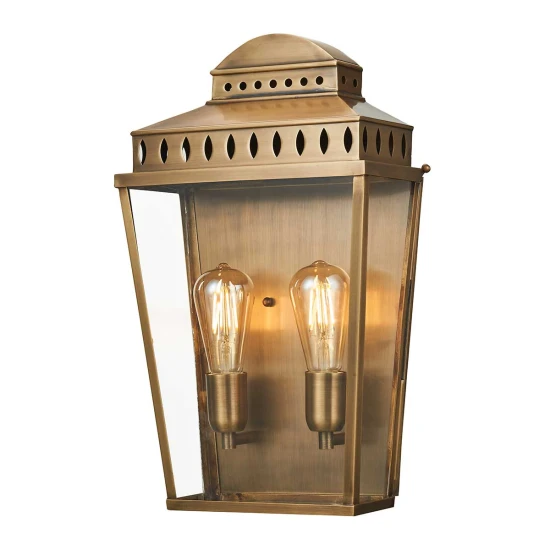 Mansion House 2-Lt Large Outdoor Wall Lantern Aged Brass 48.9cm IP44