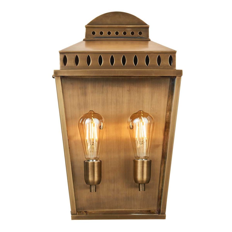 Mansion House 2-Lt Large Outdoor Wall Lantern Aged Brass 48.9cm IP44