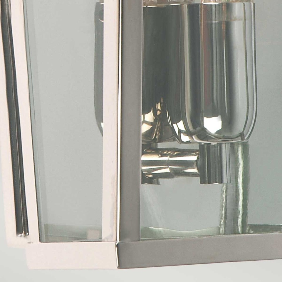 Mansion House 1-Lt Outdoor Wall Lantern Polished Nickel/Glass 37.5cm IP44