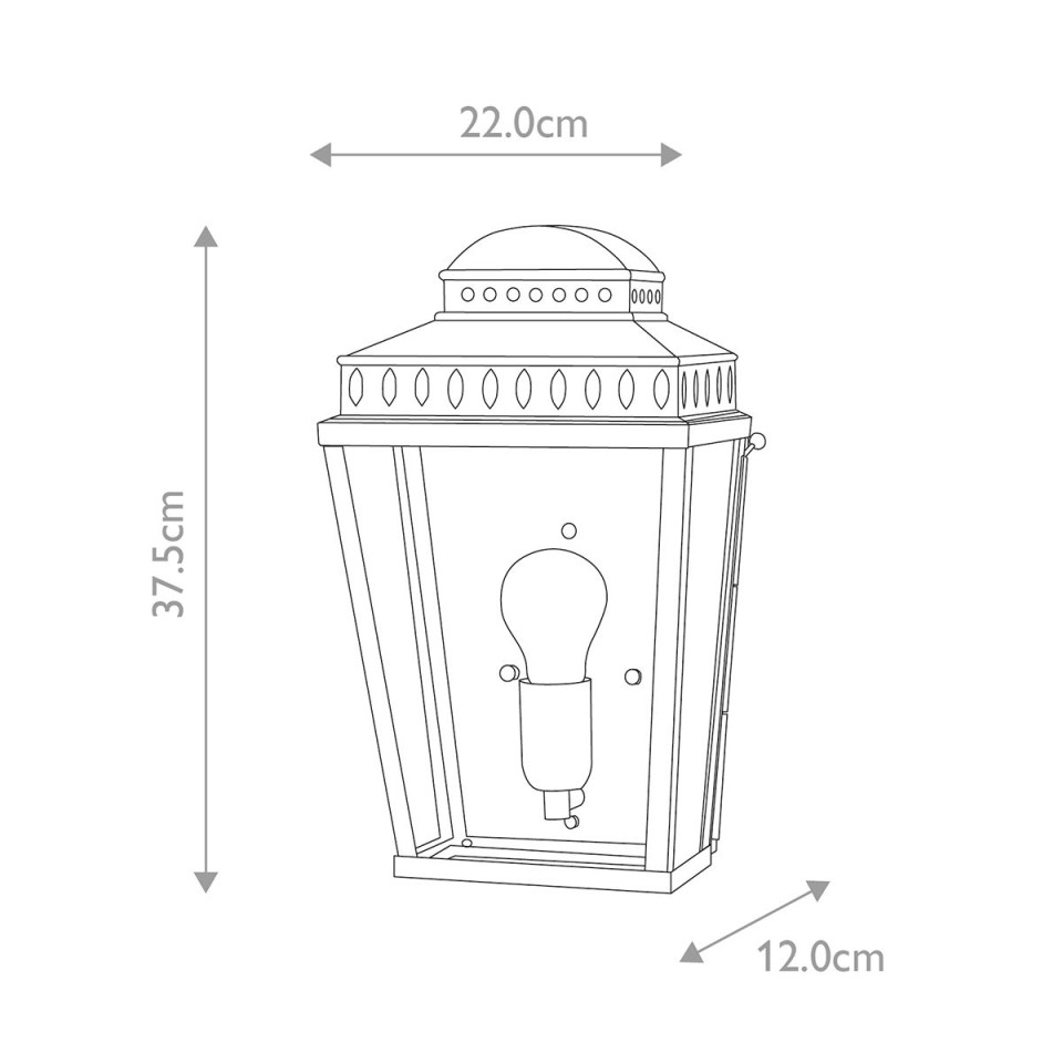 Mansion House 1-Lt Outdoor Wall Lantern Polished Nickel/Glass 37.5cm IP44