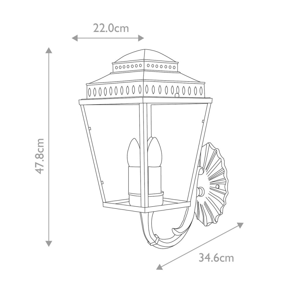 Mansion House 3-Lt Outdoor Wall Lantern Aged Brass/Glass 47.8cm IP44