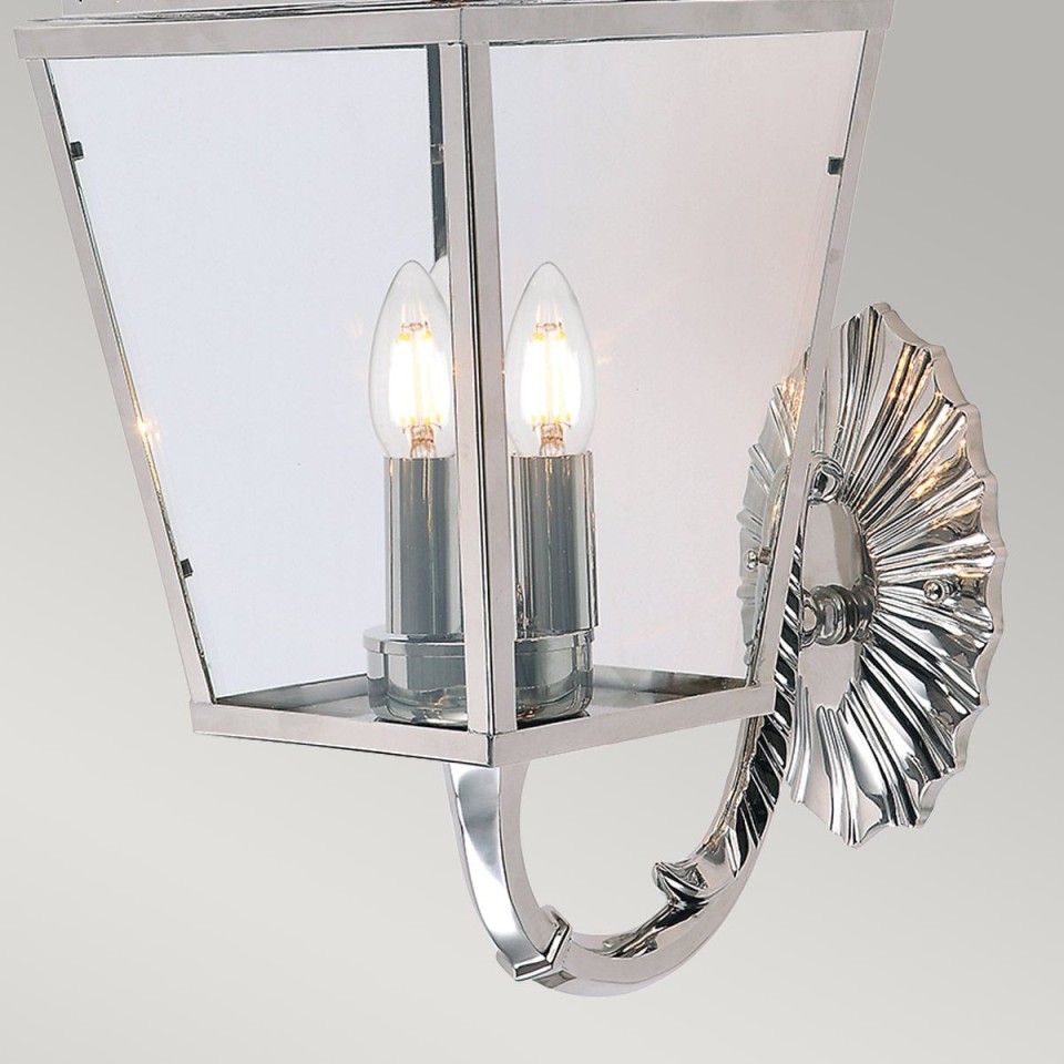Mansion House 3-Lt Outdoor Wall Lantern Polished Nickel/Glass 47.8cm IP44